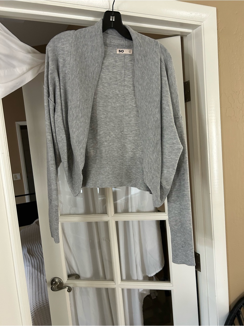 SO Light Gray Open-Front Cropped Cardigan
